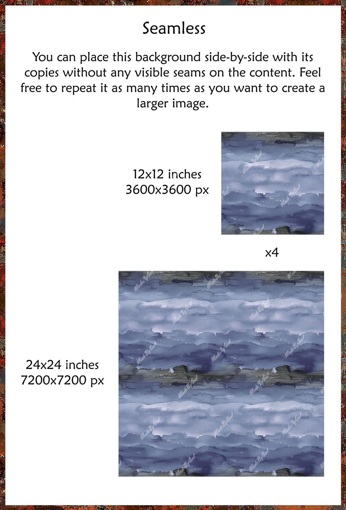 Navy Blue Watercolor Background, Seamless Digital Download