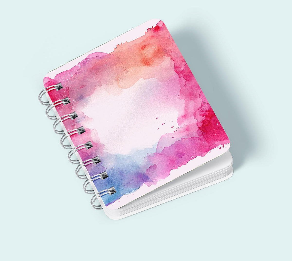 Red Pink and Blue Watercolor Frame Background, Digital Download