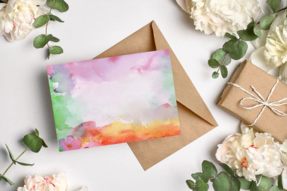 Rainbow Floral Watercolor Background, Digital Download