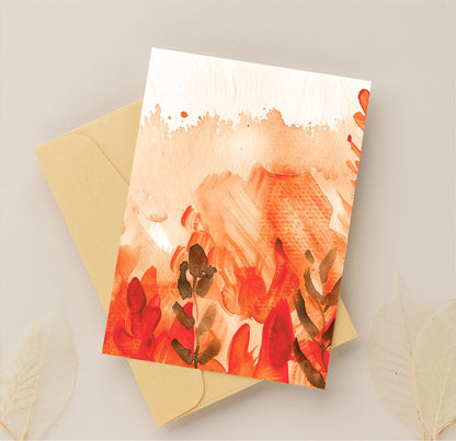 Warm Red Floral Watercolor Background, Warm Botanical Design