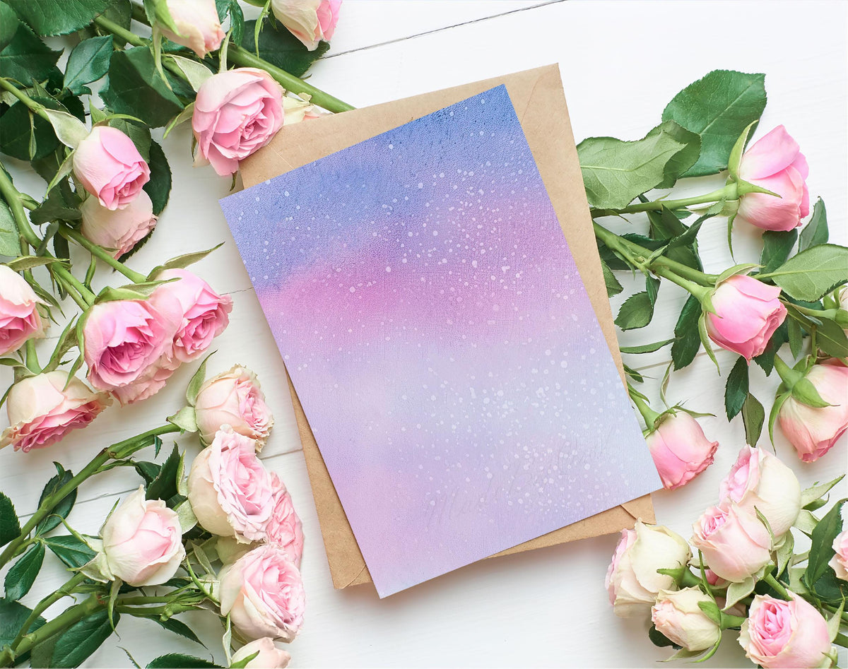 Blue and Pink Watercolor Background, Speckled Pastel Texture