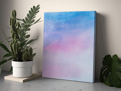 Blue and Pink Watercolor Background, Speckled Pastel Texture
