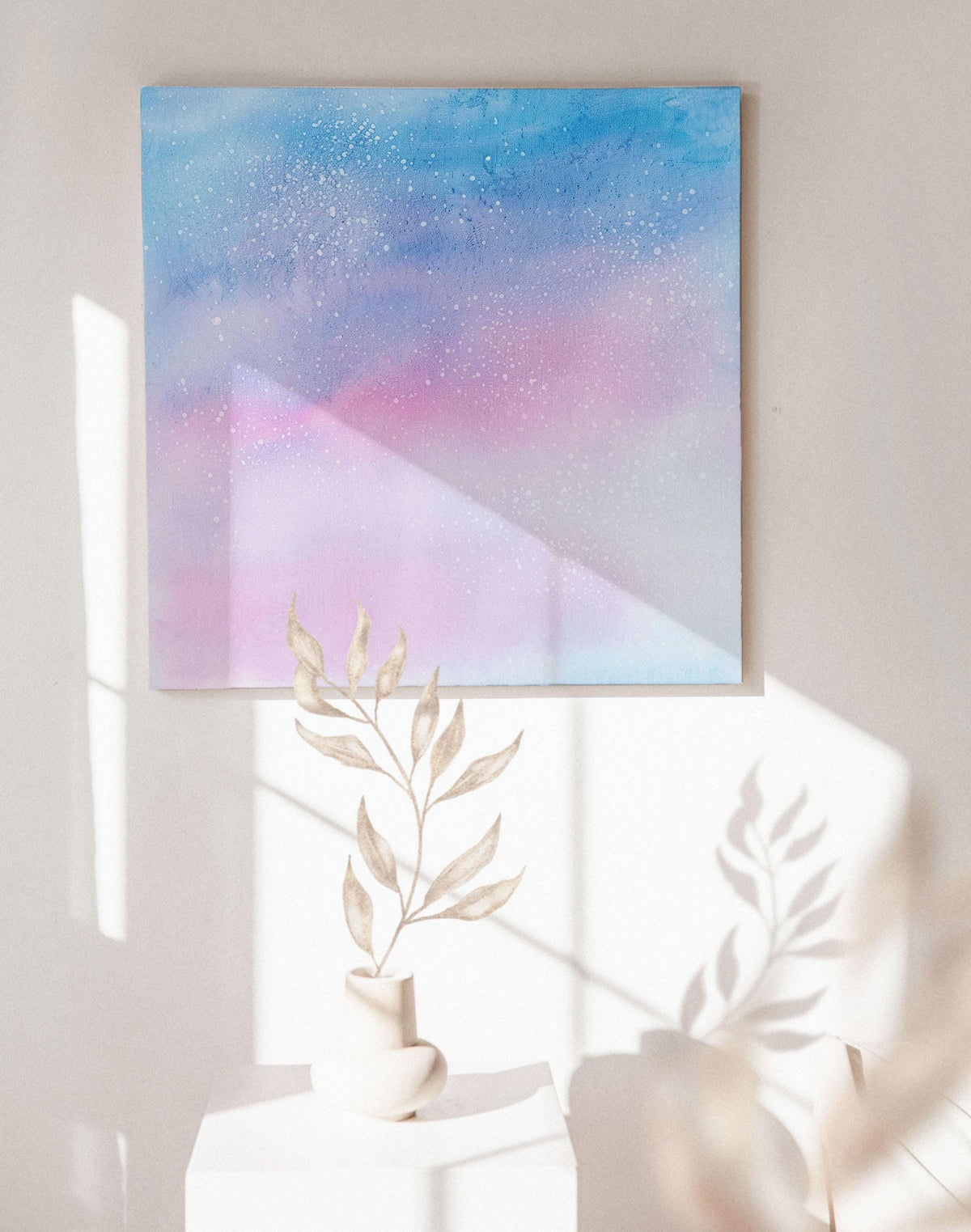 Blue and Pink Watercolor Background, Speckled Pastel Texture
