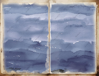 Navy Blue Watercolor Background, Seamless Digital Download