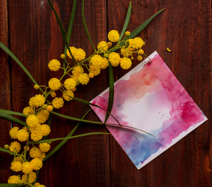 Red Pink and Blue Watercolor Frame Background, Digital Download