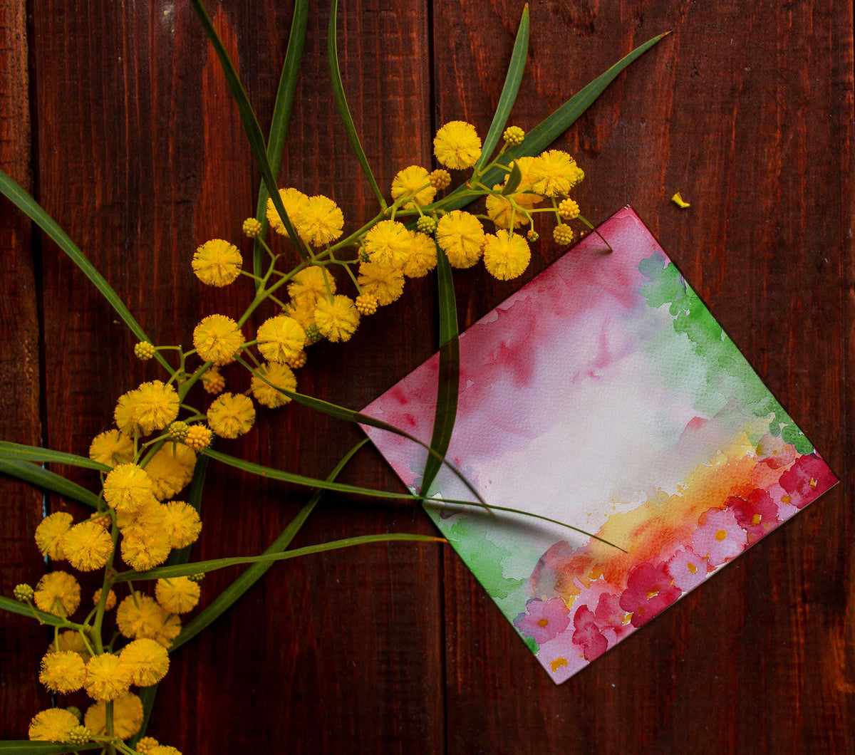 Rainbow Floral Watercolor Background, Digital Download