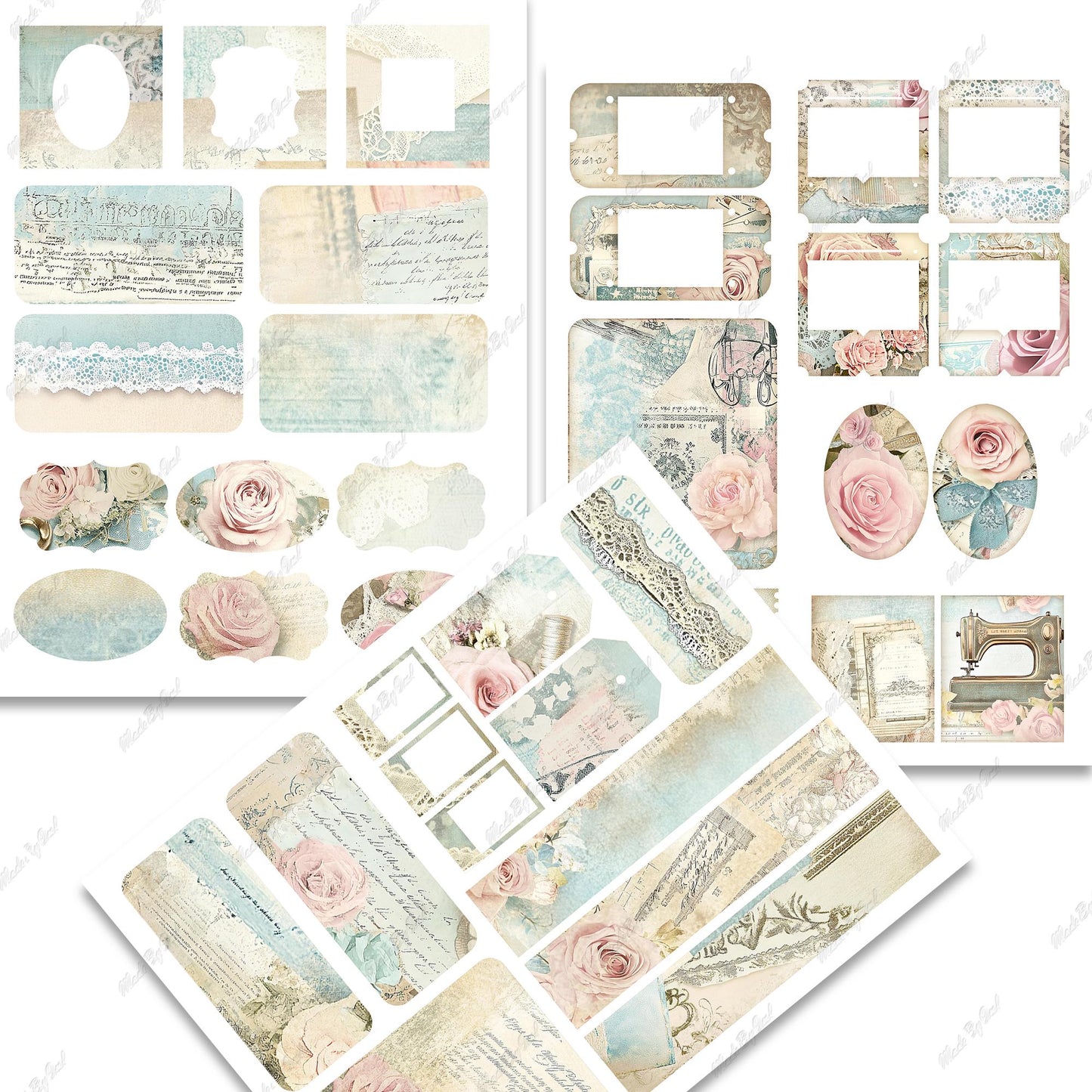 Vintage Fashion Junk Journal Kit, Digital Download