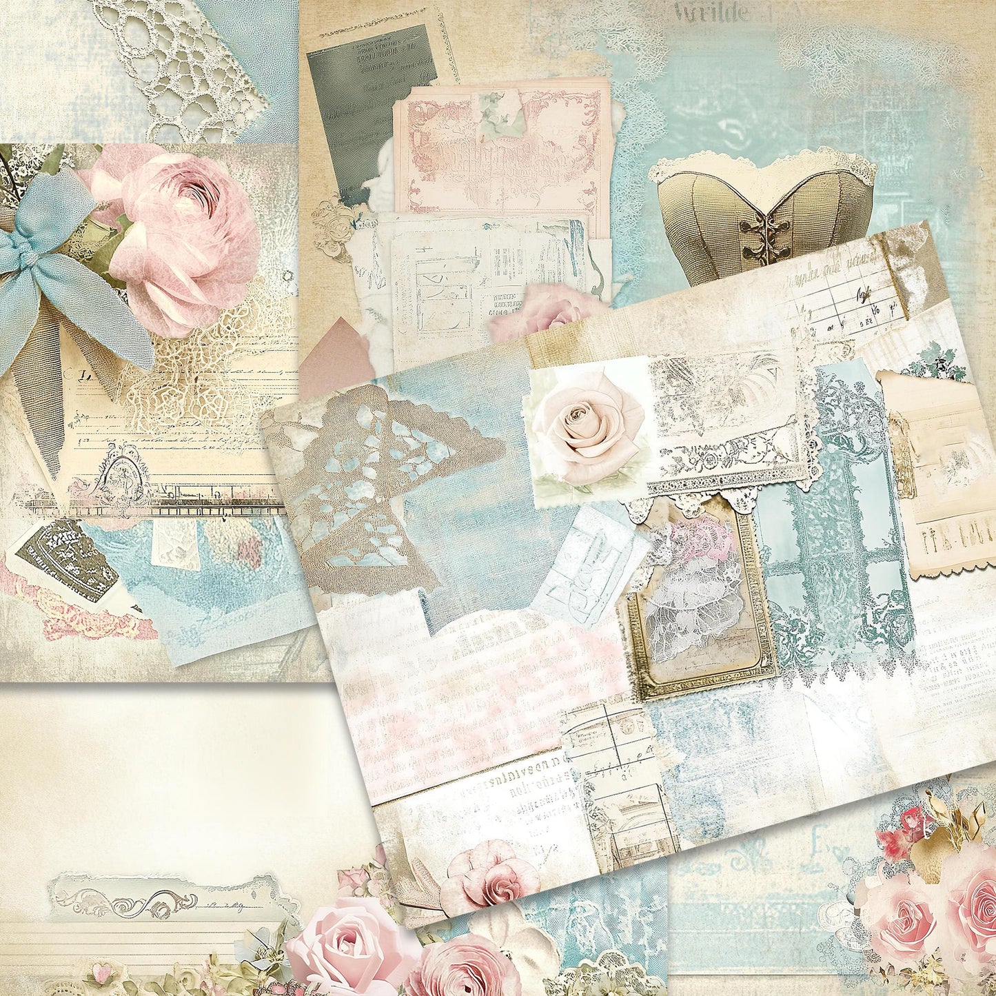 Vintage Fashion Junk Journal Kit, Digital Download