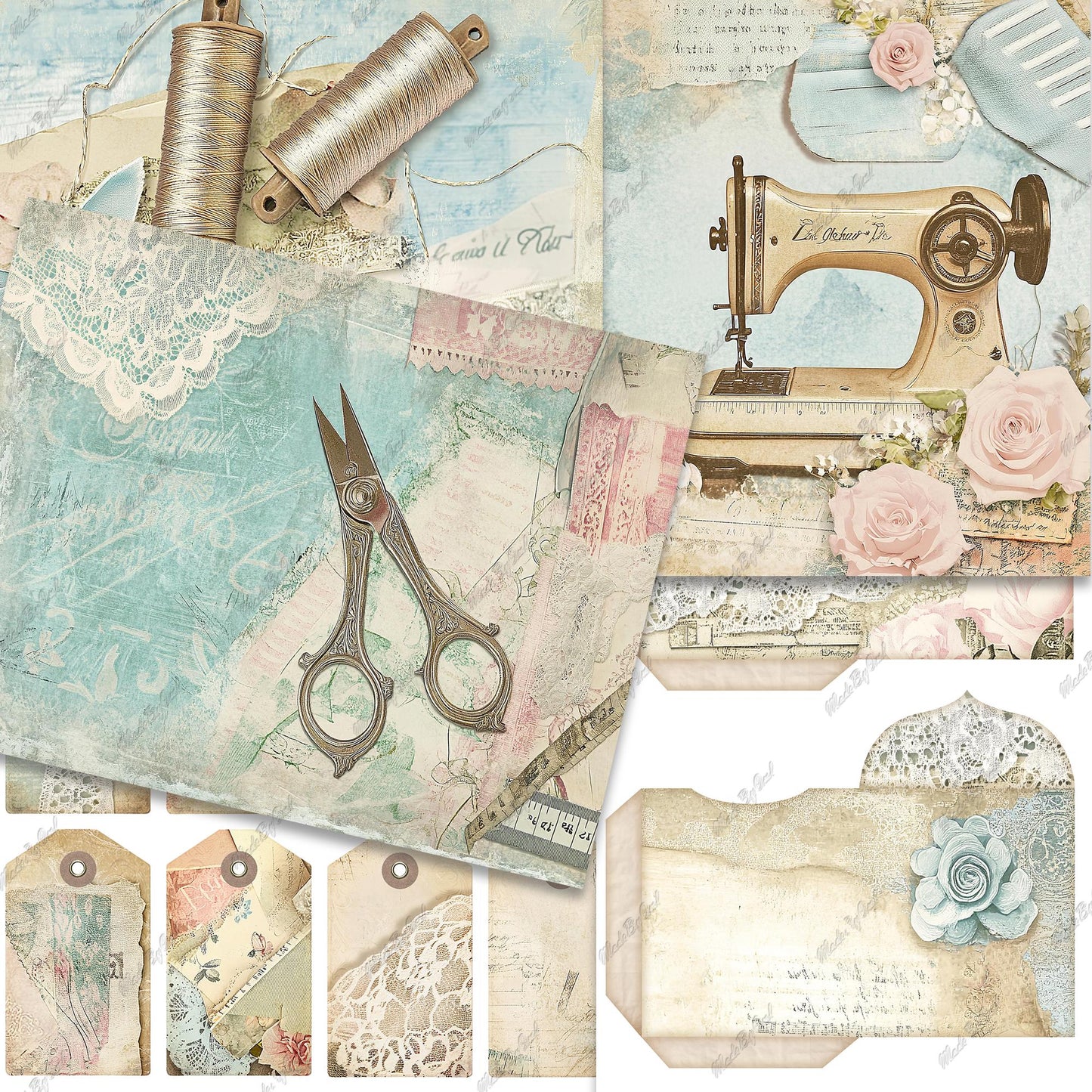Vintage Fashion Junk Journal Kit, Digital Download