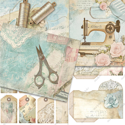 Vintage Fashion Junk Journal Kit, Digital Download