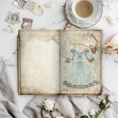Vintage Fashion Junk Journal Kit, Digital Download