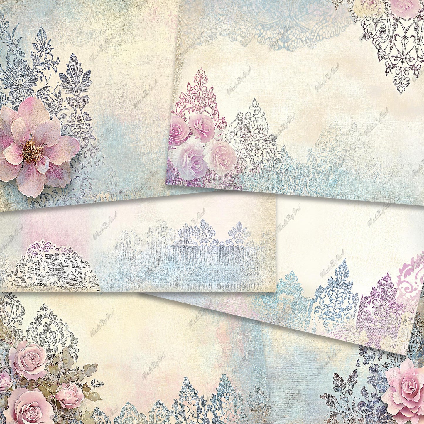 Victorian Textured Patterns, Distressed Victorian Junk Journal Paper