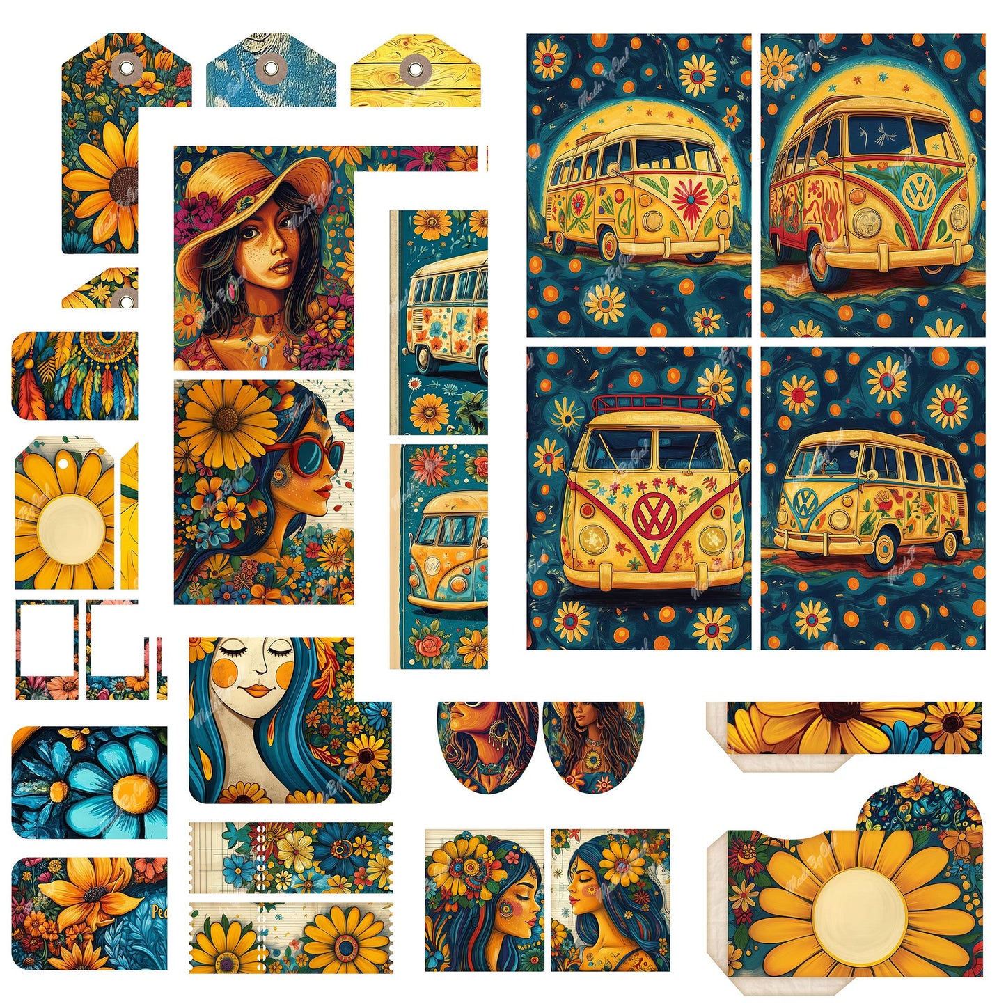 Hippie Junk Journal Kit, Whimsical Boho Printables Download