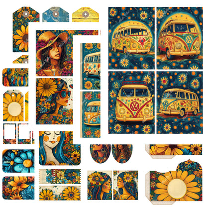 Hippie Junk Journal Kit, Whimsical Boho Printables Download