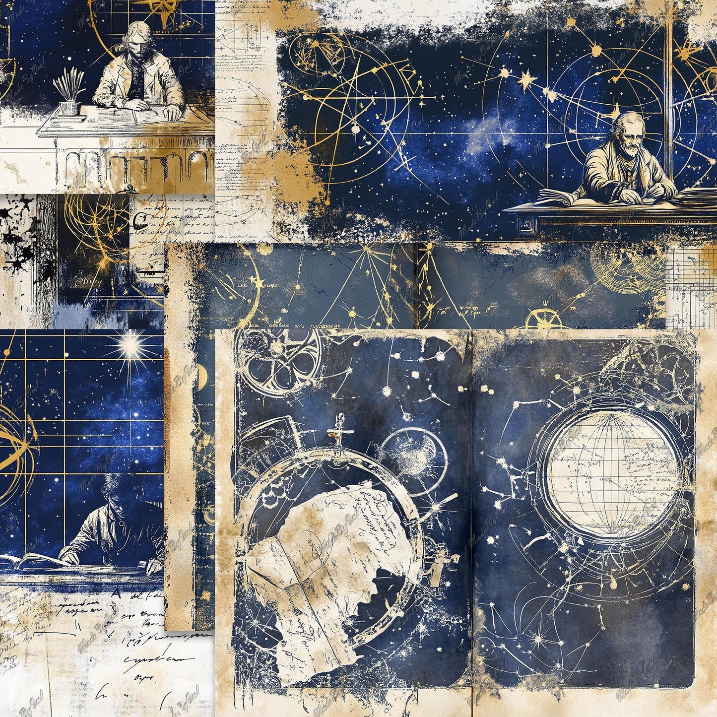 Vintage Astrology Junk Journal Kit, Printable, 80+ Elements