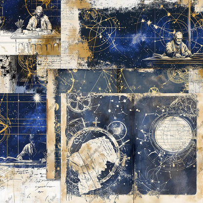 Vintage Astrology Junk Journal Kit, Printable, 80+ Elements
