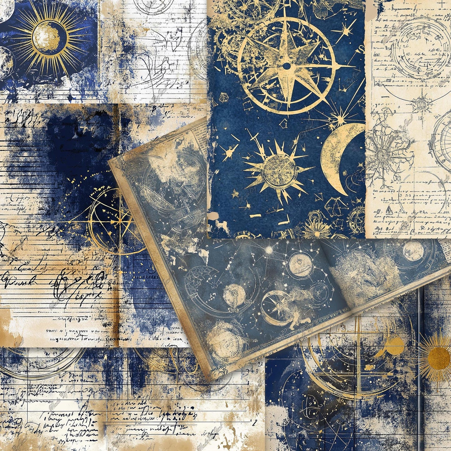 Vintage Astrology Junk Journal Kit, Printable, 80+ Elements