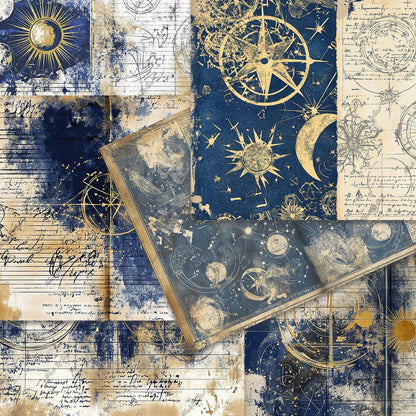 Vintage Astrology Junk Journal Kit, Printable, 80+ Elements