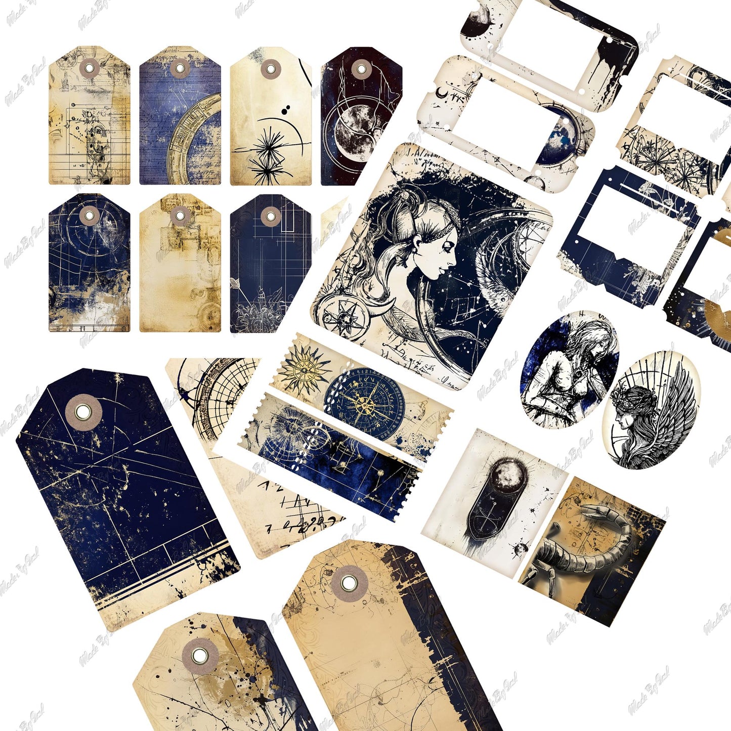 Zodiac Junk Journal Kit, Astrology Printable Ephemera