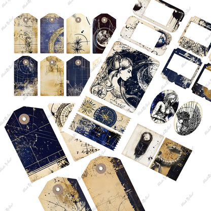 Zodiac Junk Journal Kit, Astrology Printable Ephemera