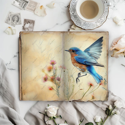 Bluebird Junk Journal Kit, Vintage Ephemera Printable