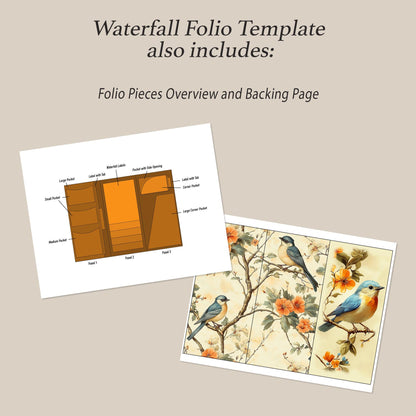 Bluebird Junk Journal Folio Kit, Printable Waterfall Folio