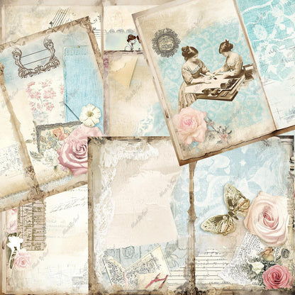 Vintage Fashion Junk Journal Kit, Digital Download