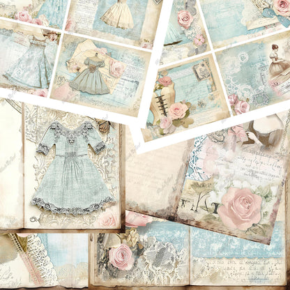 Vintage Fashion Junk Journal Kit, Digital Download