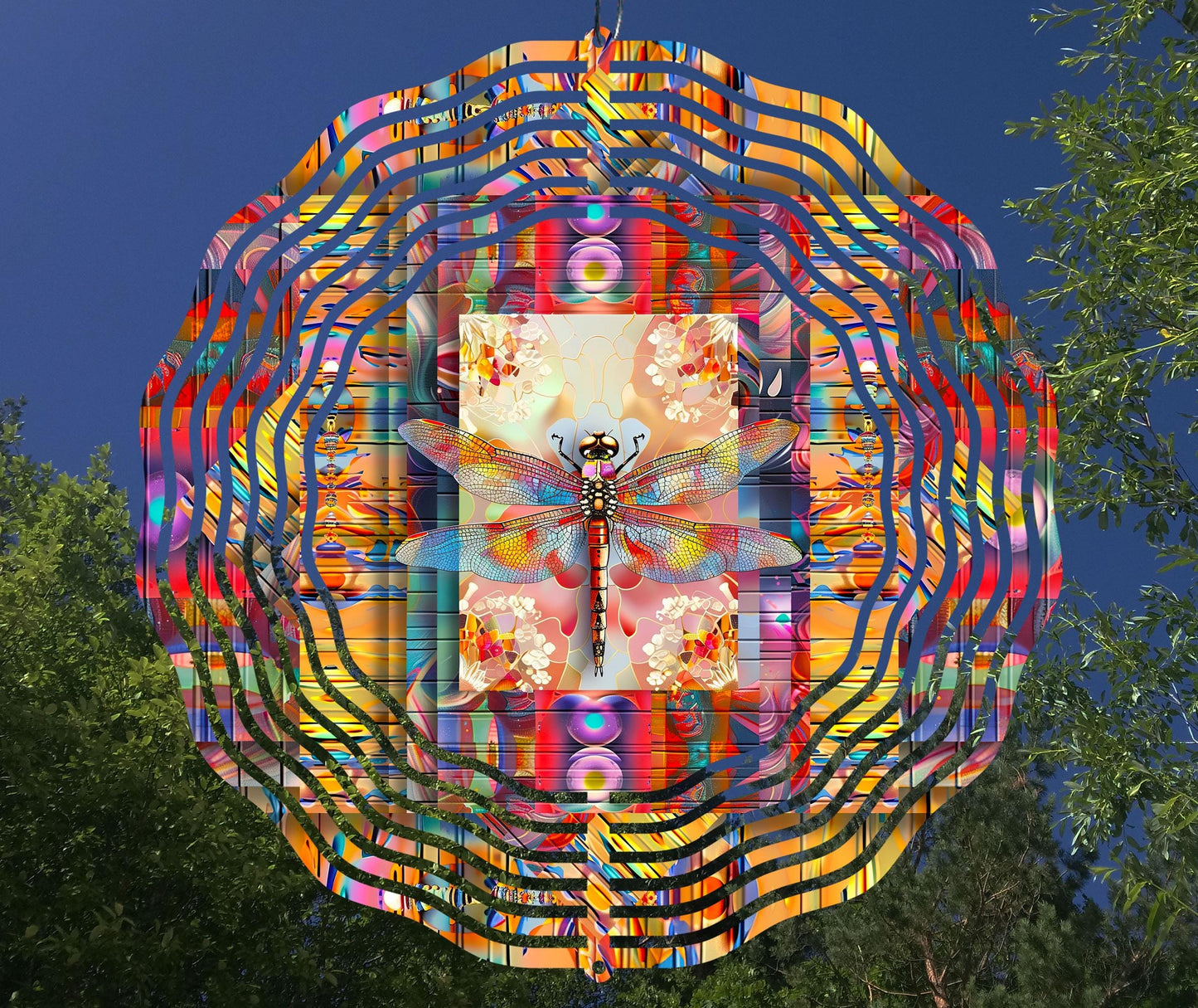 Colorful Dragonfly Wind Spinner Sublimation Design Download