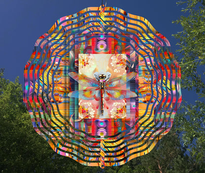 Colorful Dragonfly Wind Spinner Sublimation Design Download
