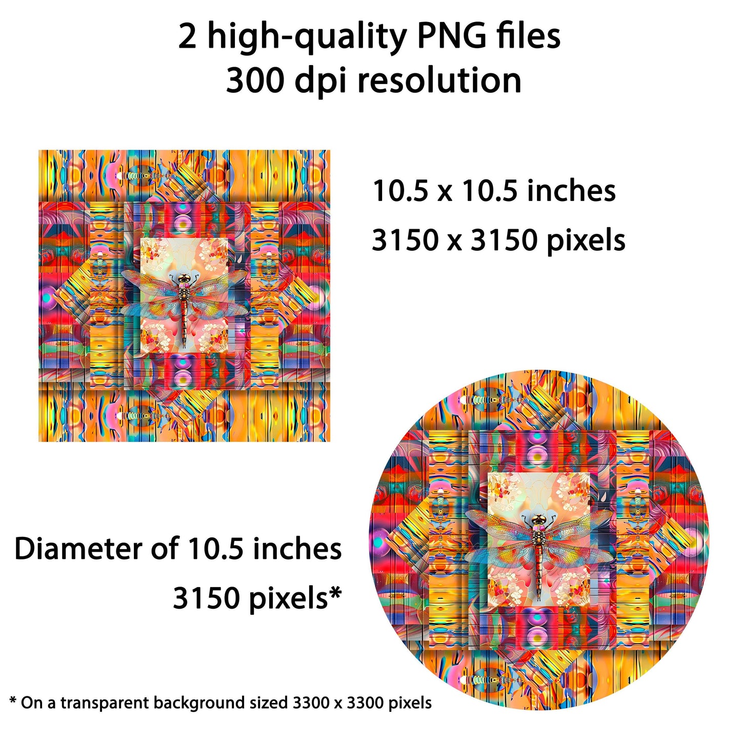 Colorful Dragonfly Wind Spinner Sublimation Design Download