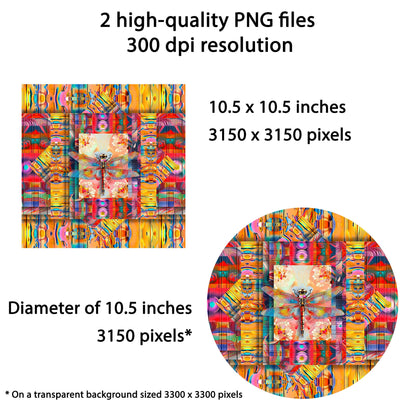 Colorful Dragonfly Wind Spinner Sublimation Design Download