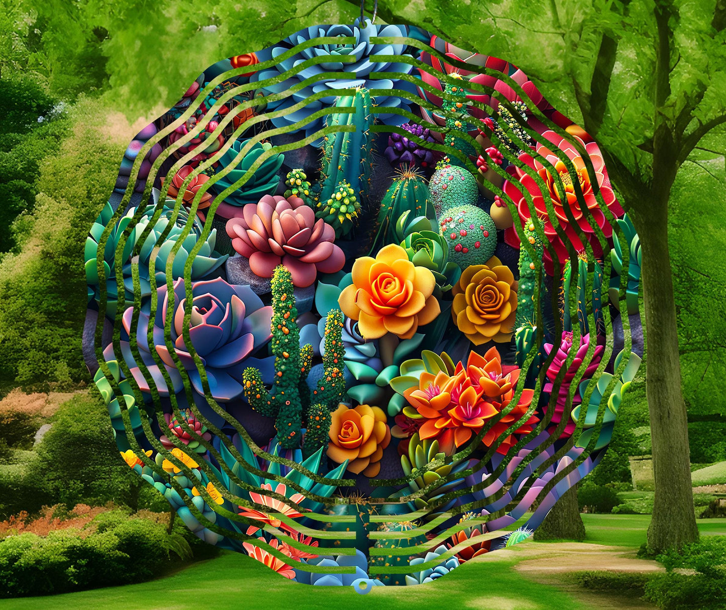 Succulent Wind Spinner Sublimation Design Digital Download