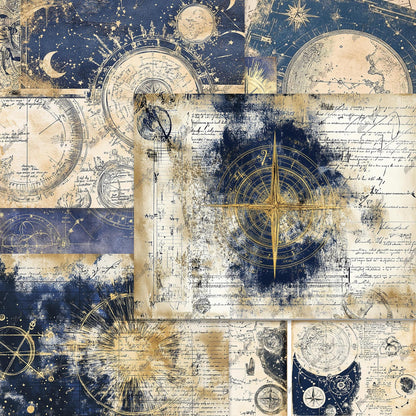 Vintage Astrology Junk Journal Kit, Printable, 80+ Elements