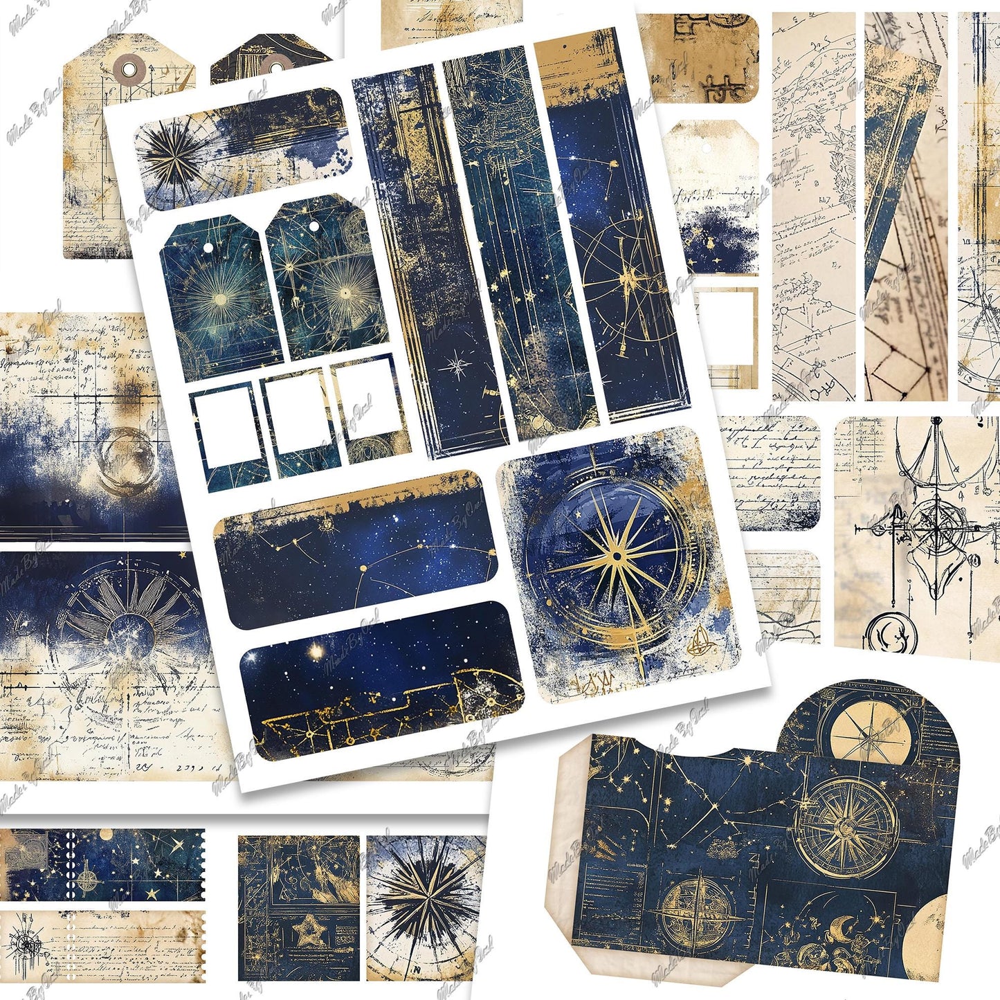 Vintage Astrology Junk Journal Kit, Printable, 80+ Elements