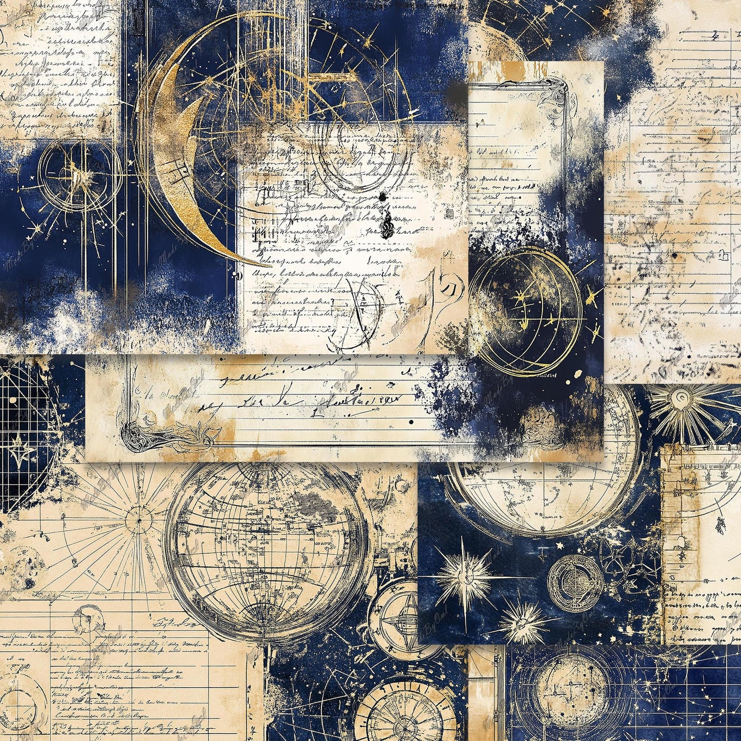 Vintage Astrology Junk Journal Kit, Printable, 80+ Elements