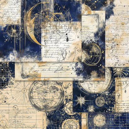 Vintage Astrology Junk Journal Kit, Printable, 80+ Elements