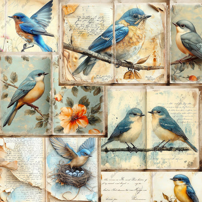 Bluebird Junk Journal Kit, Vintage Ephemera Printable
