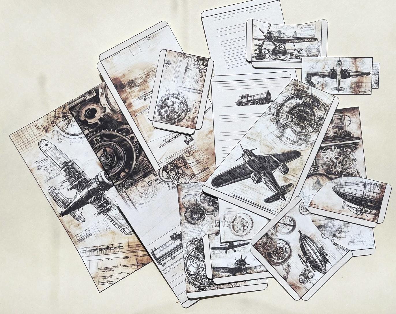 Steampunk Junk Journal Folio Kit, Plane Waterfall Folio Printable