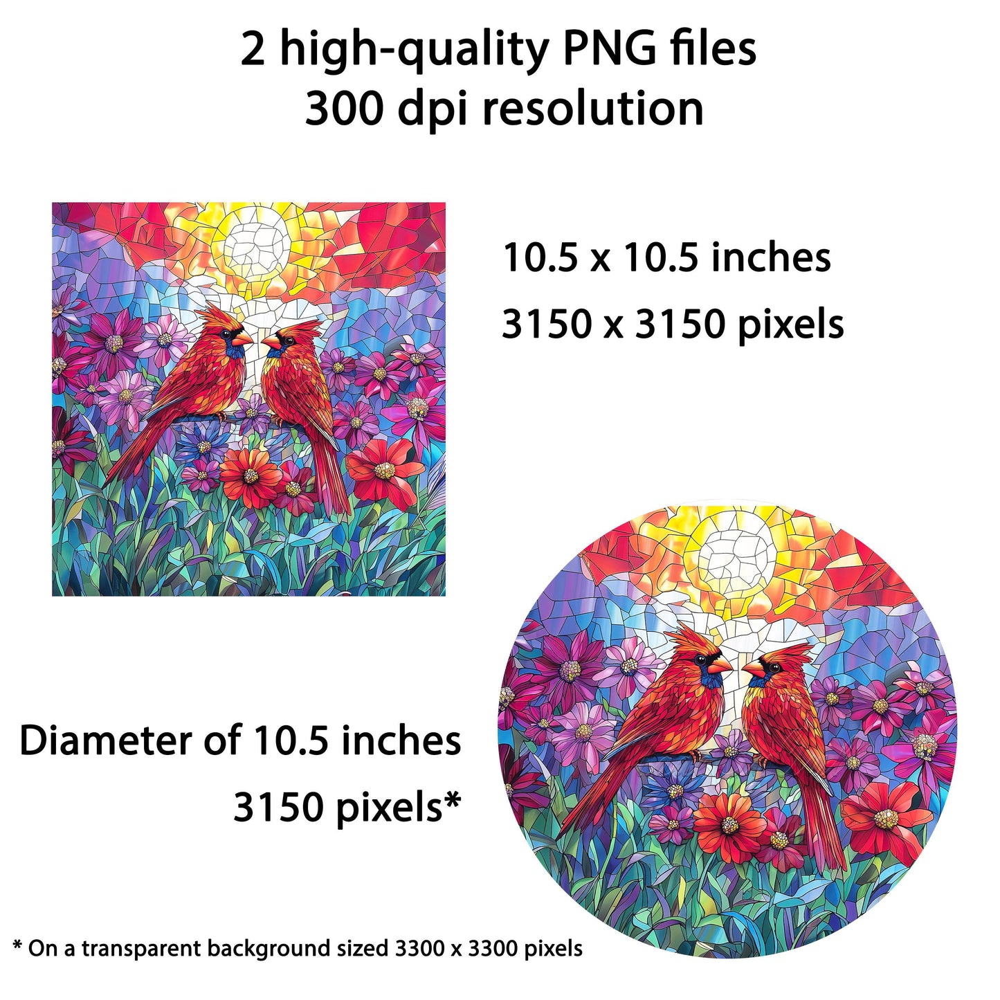 Red Cardinals Wind Spinner Sublimation Design Digital Download