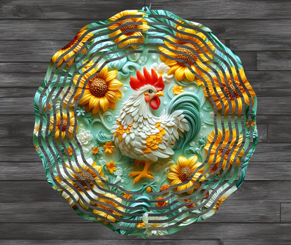 3D Rooster Wind Spinner Sublimation Design Digital Download