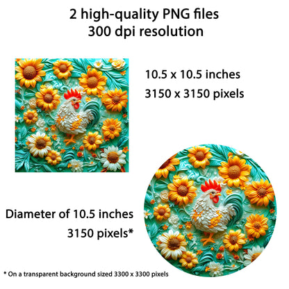 3D Rooster Wind Spinner Sublimation Design Digital Download