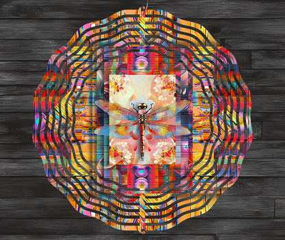 Colorful Dragonfly Wind Spinner Sublimation Design Download
