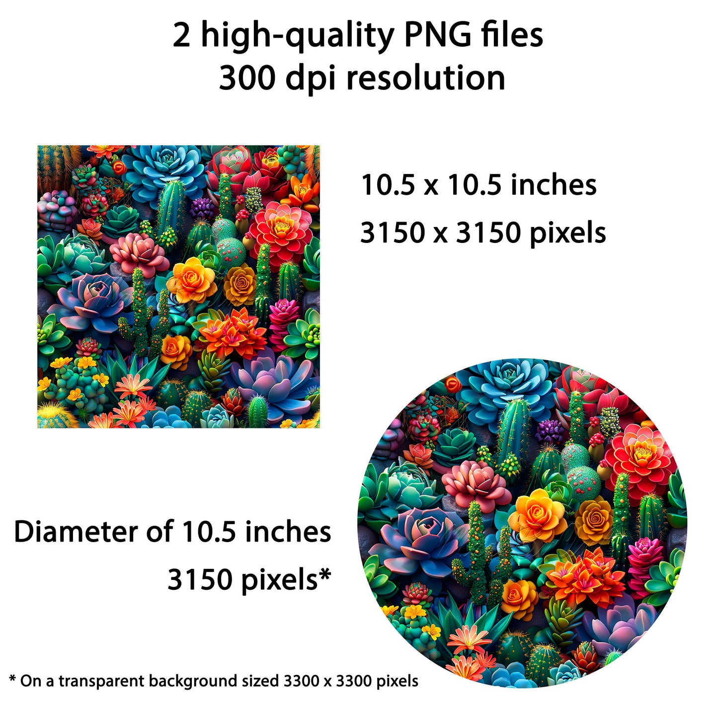 Succulent Wind Spinner Sublimation Design Digital Download