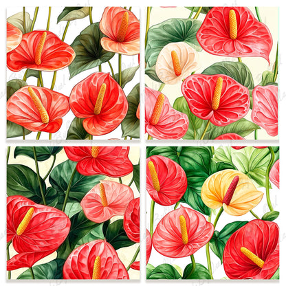 Anthurium Digital Paper Pack | Seamless Digital Download
