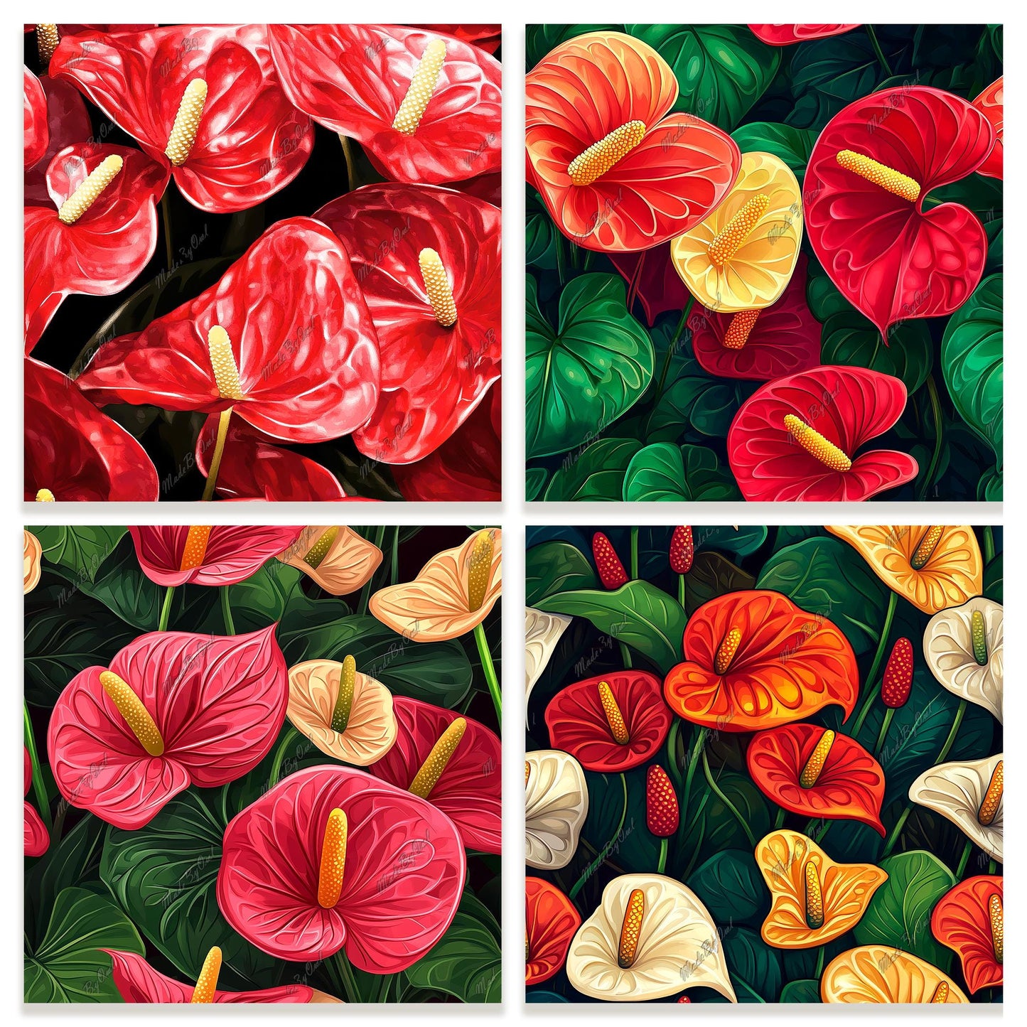 Anthurium Digital Paper Pack | Seamless Digital Download