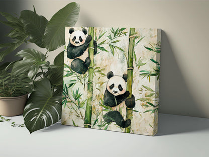 Bamboo and Panda Tileable Patterns, Scrapbook Paper Digital Download