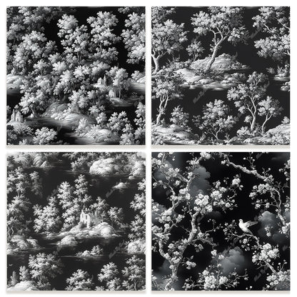 Toile de Jouy Tileable Patterns, Scrapbooking Printable Paper