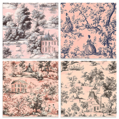Toile de Jouy Tileable Patterns, Scrapbooking Printable Paper