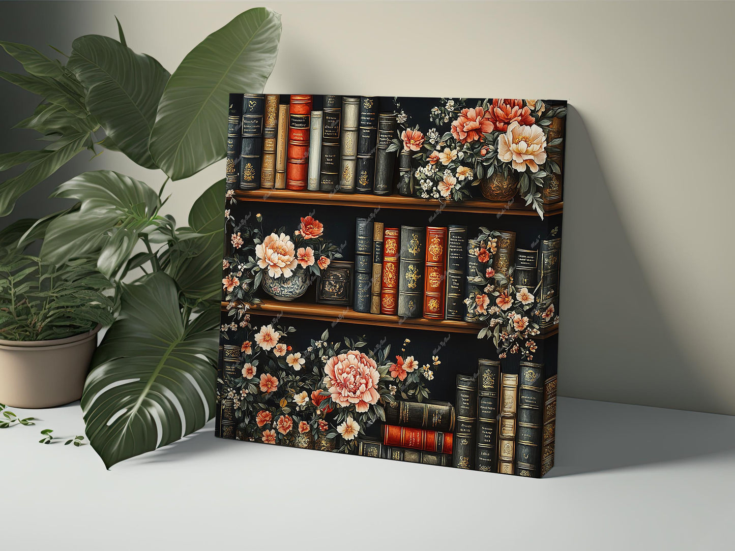 Books & Flowers Seamless Digital Paper | Instant Download